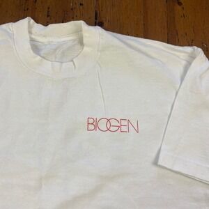 Vintage Biogen Single Stitch Mens L/XL White‎ T Shirt BOSS Went Live Graphic Tee